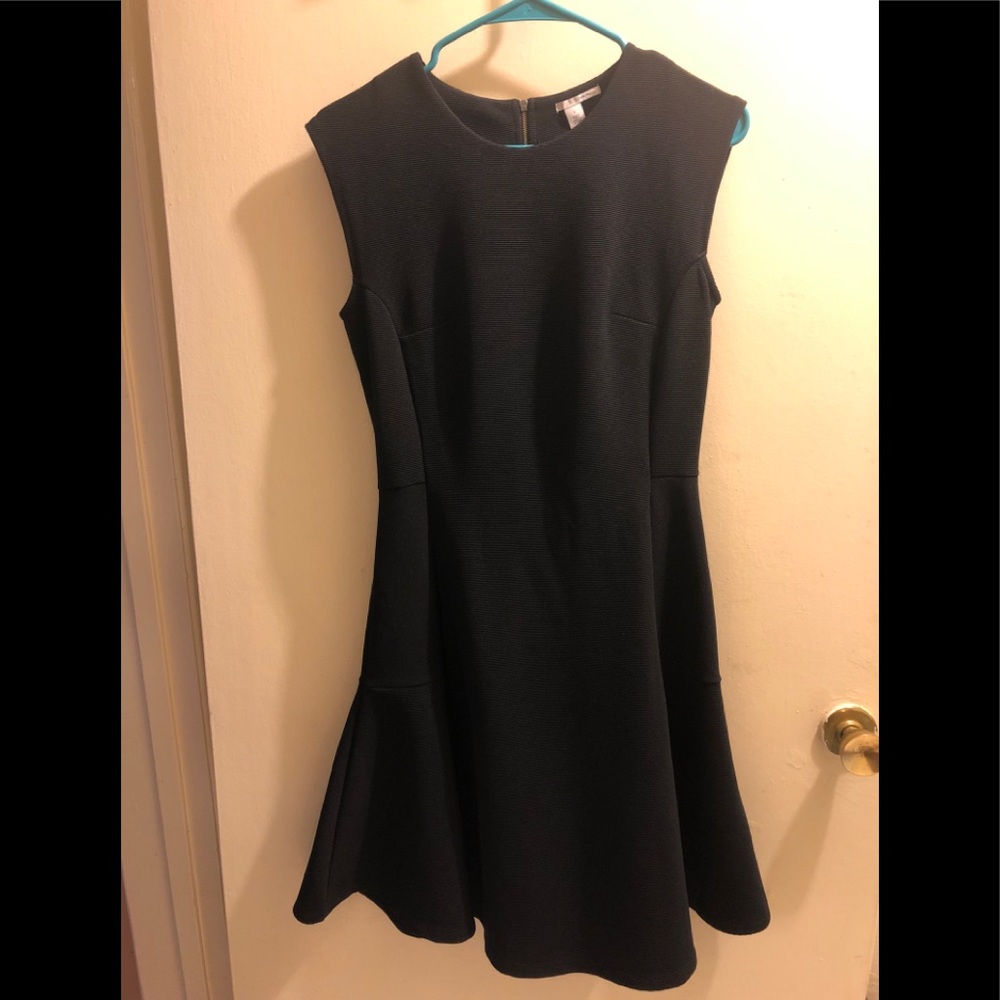 Black formal pleated work dress
